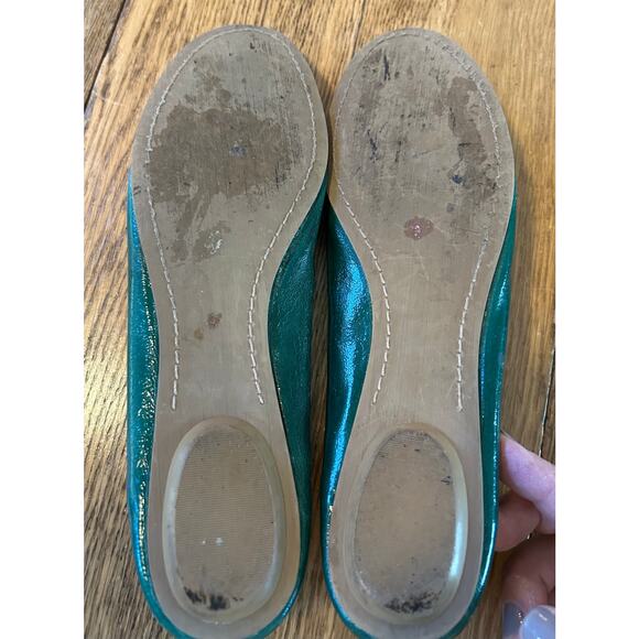 Anthropologie Pilcro and the Letterpress Trinket Ballet Flat Green Leather Sz 8 - Picture 7 of 9